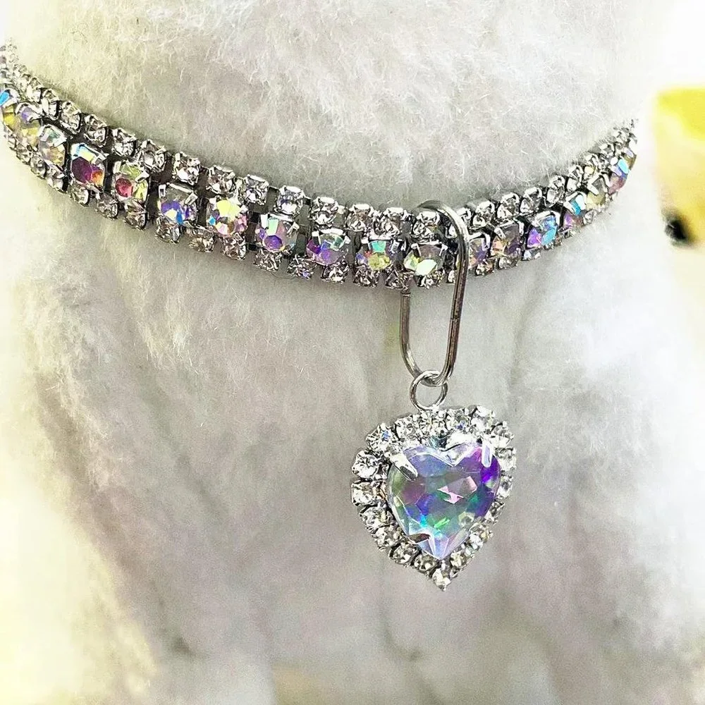 NEW Sparkling Bling Swarovski Crystal Rhinestone Heart Pet Collar: Cat O…